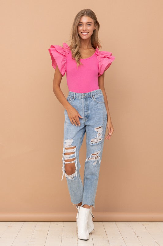 The Raquel Ruffle Sleeve Bodysuit