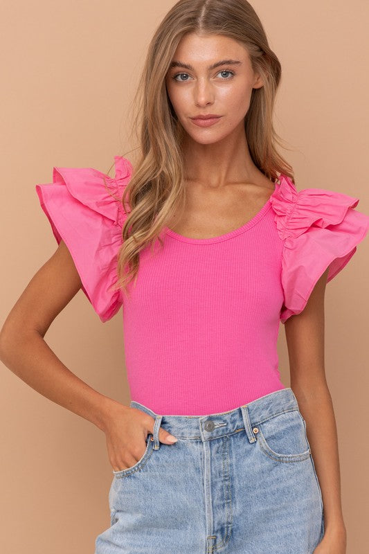 The Raquel Ruffle Sleeve Bodysuit