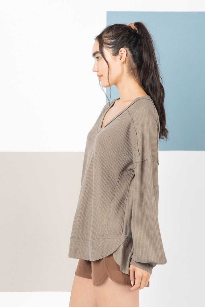 Deep Connection  Elbow Patch Knit Top
