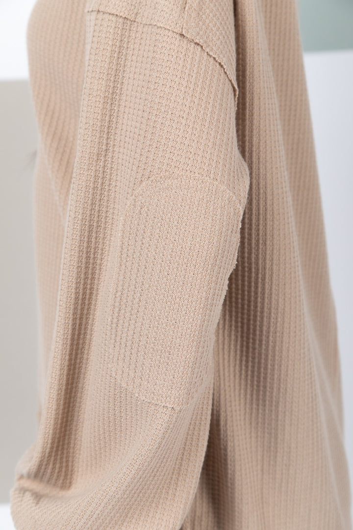 Deep Connection  Elbow Patch Knit Top