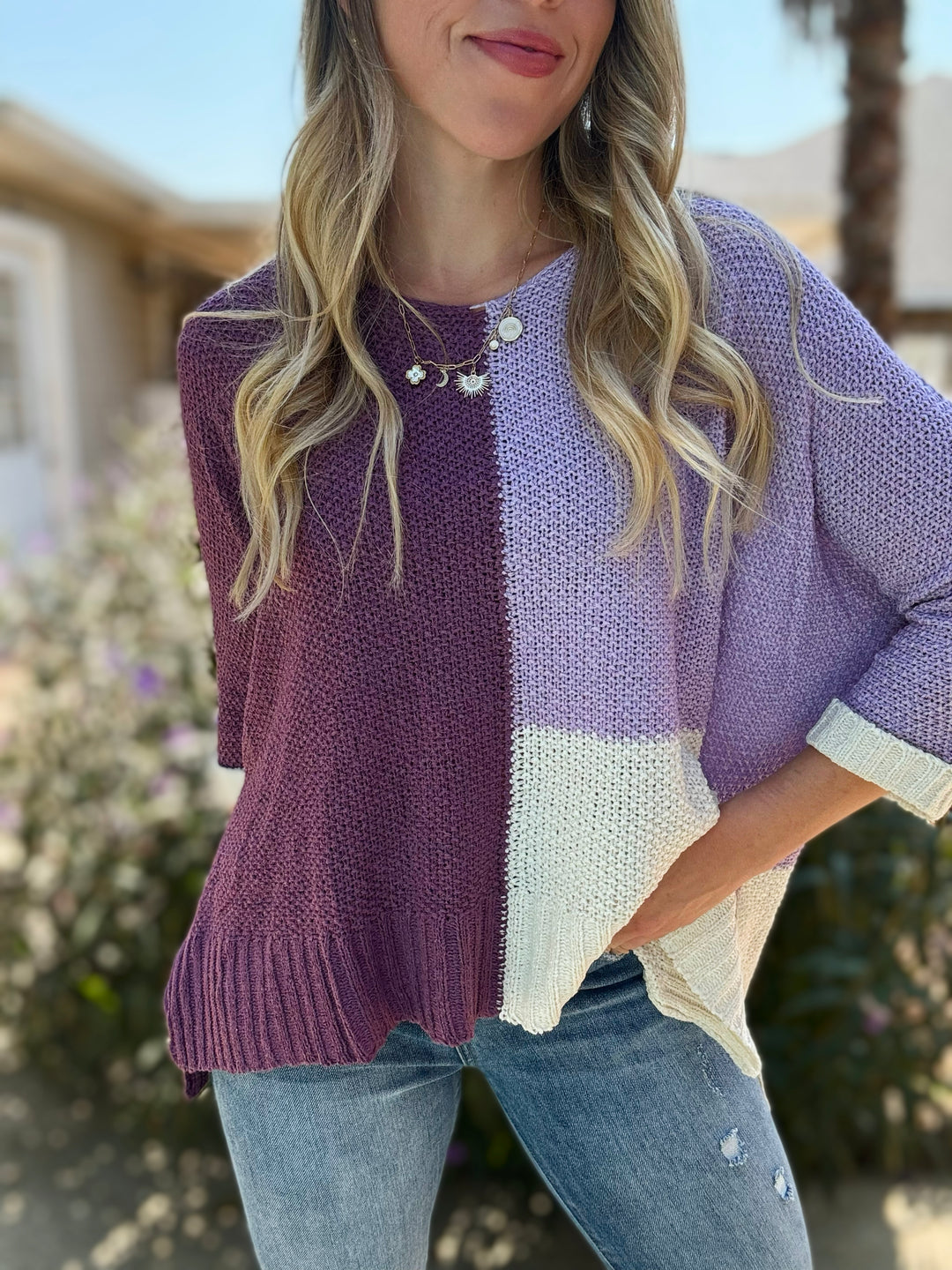 Splitting The Road Lilac Sweater Top