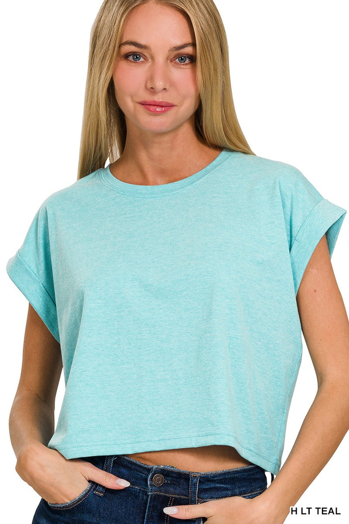 Soft Return Boxy Tee in Heather Blue