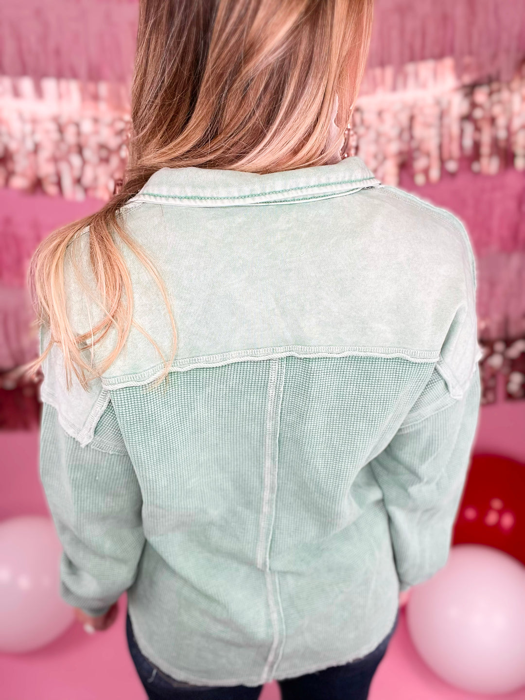 Lovely Lady Waffle Henley Pullover