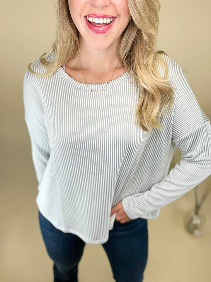 Leanna Ribbed Drop Shoulder Top