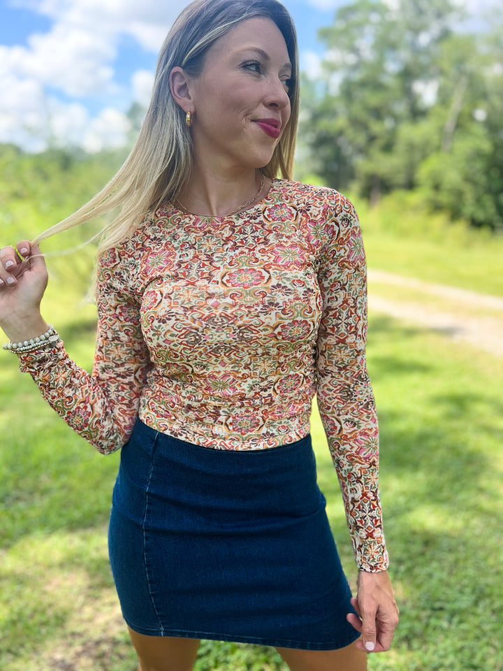 Positive Vibes Floral Mesh Top
