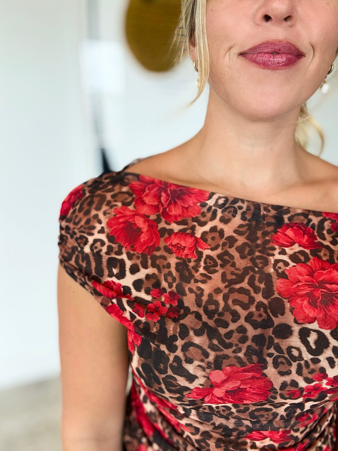 Untamed Bloom Mesh Off Shoulder Top