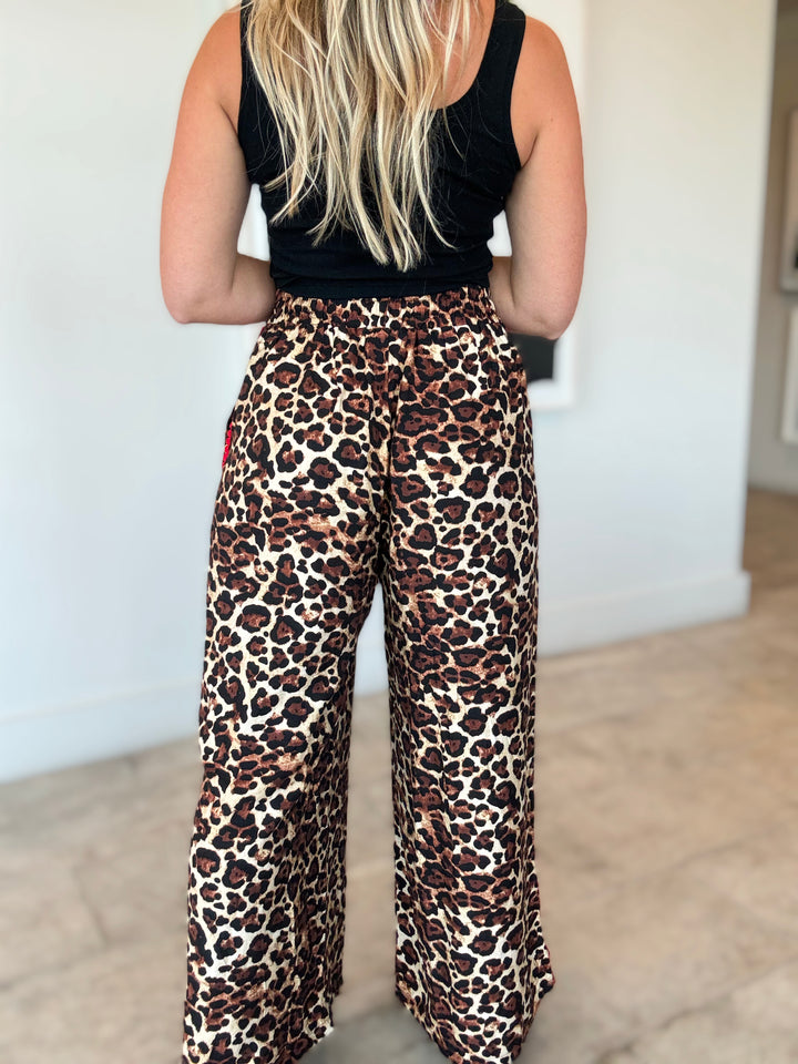 Wild Soul Leopard Wide-Leg Pants