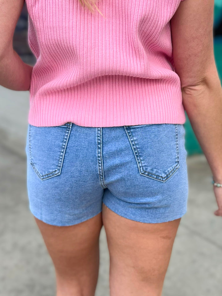 Count The Days Studded Denim Shorts