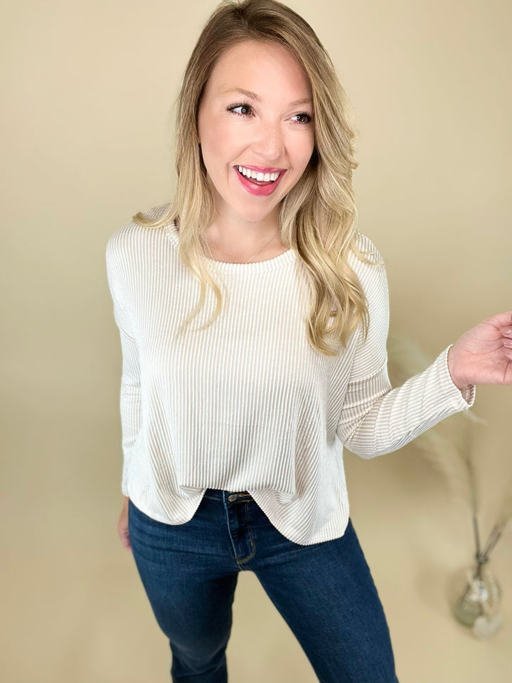 Leanna Ribbed Drop Shoulder Top