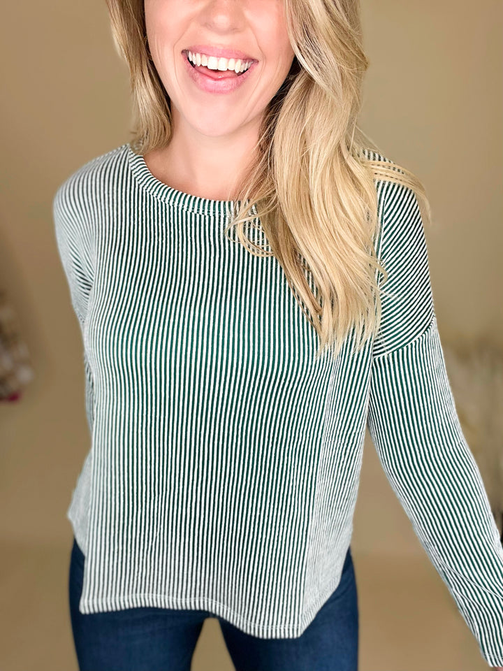 Leanna Ribbed Drop Shoulder Top