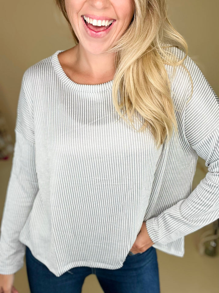 Leanna Ribbed Drop Shoulder Top