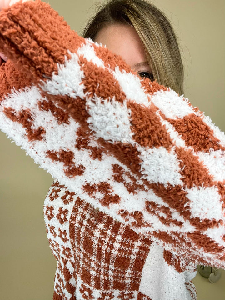 Fiona Floral Patchwork V Neck Sweater
