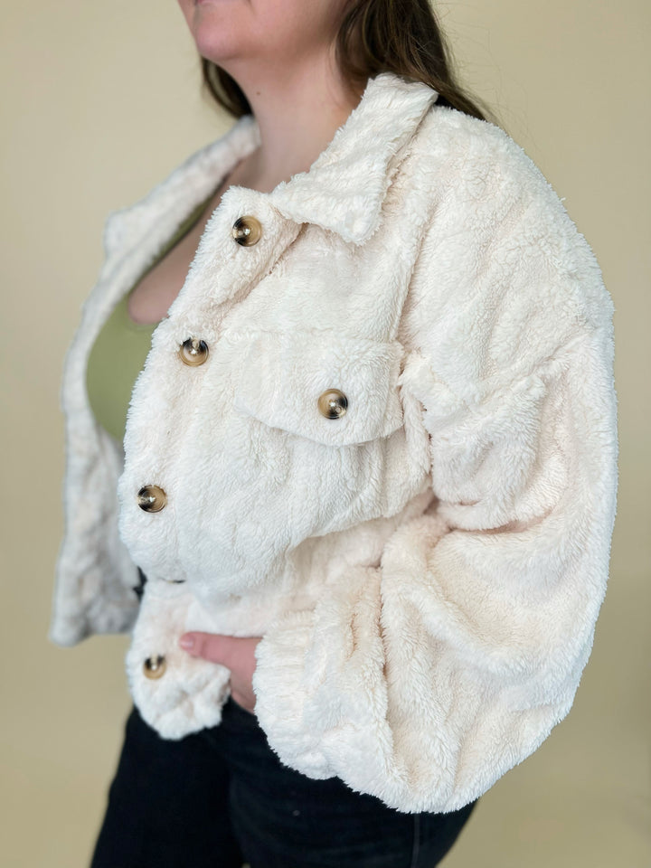 Shayla Cable Knit Fleece Jacket