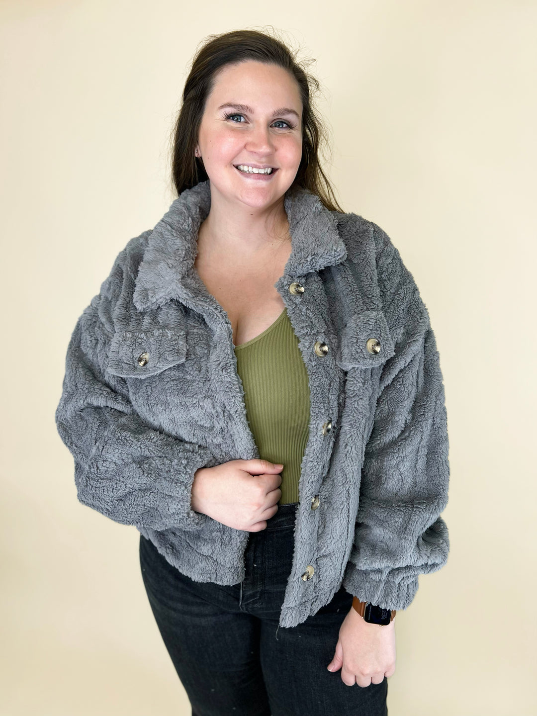 Shayla Cable Knit Fleece Jacket