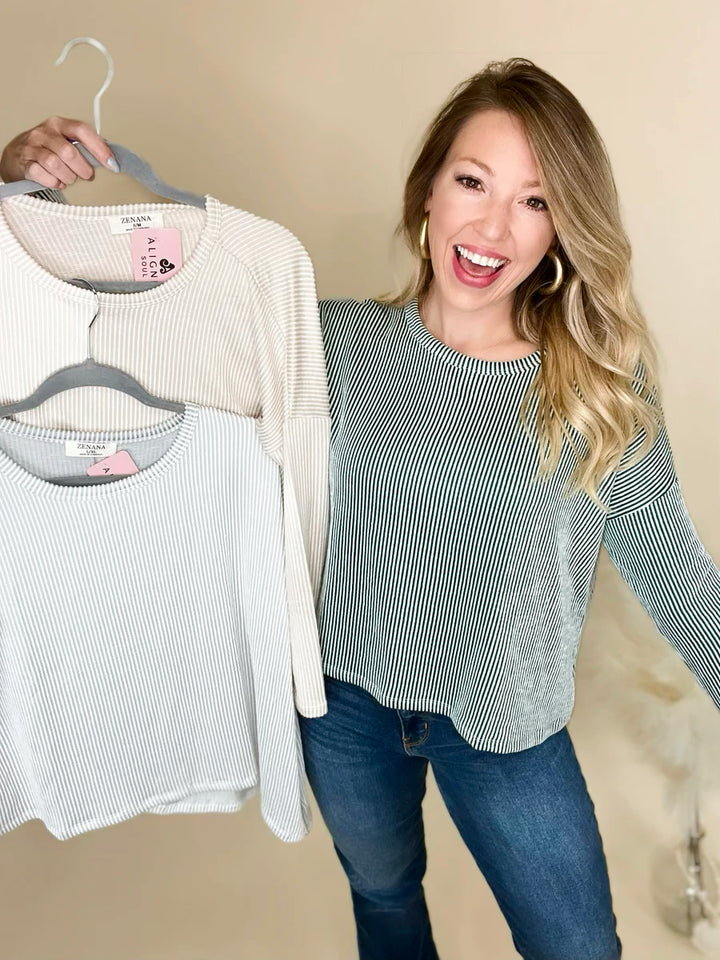 Leanna Ribbed Drop Shoulder Top