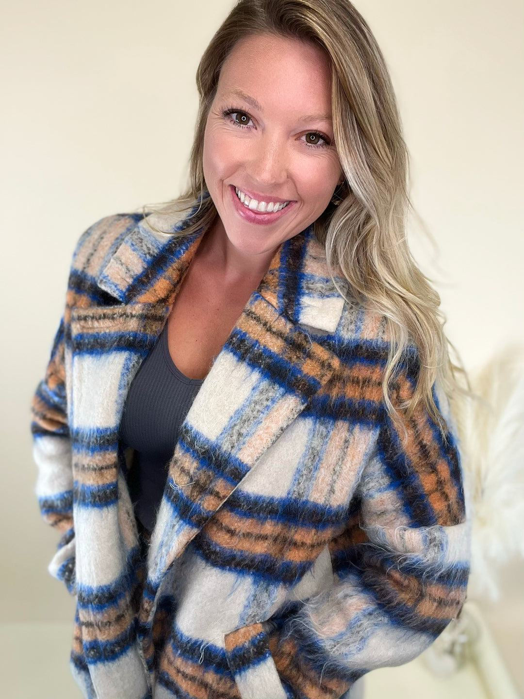 Neutral Ground Plaid Jacket
