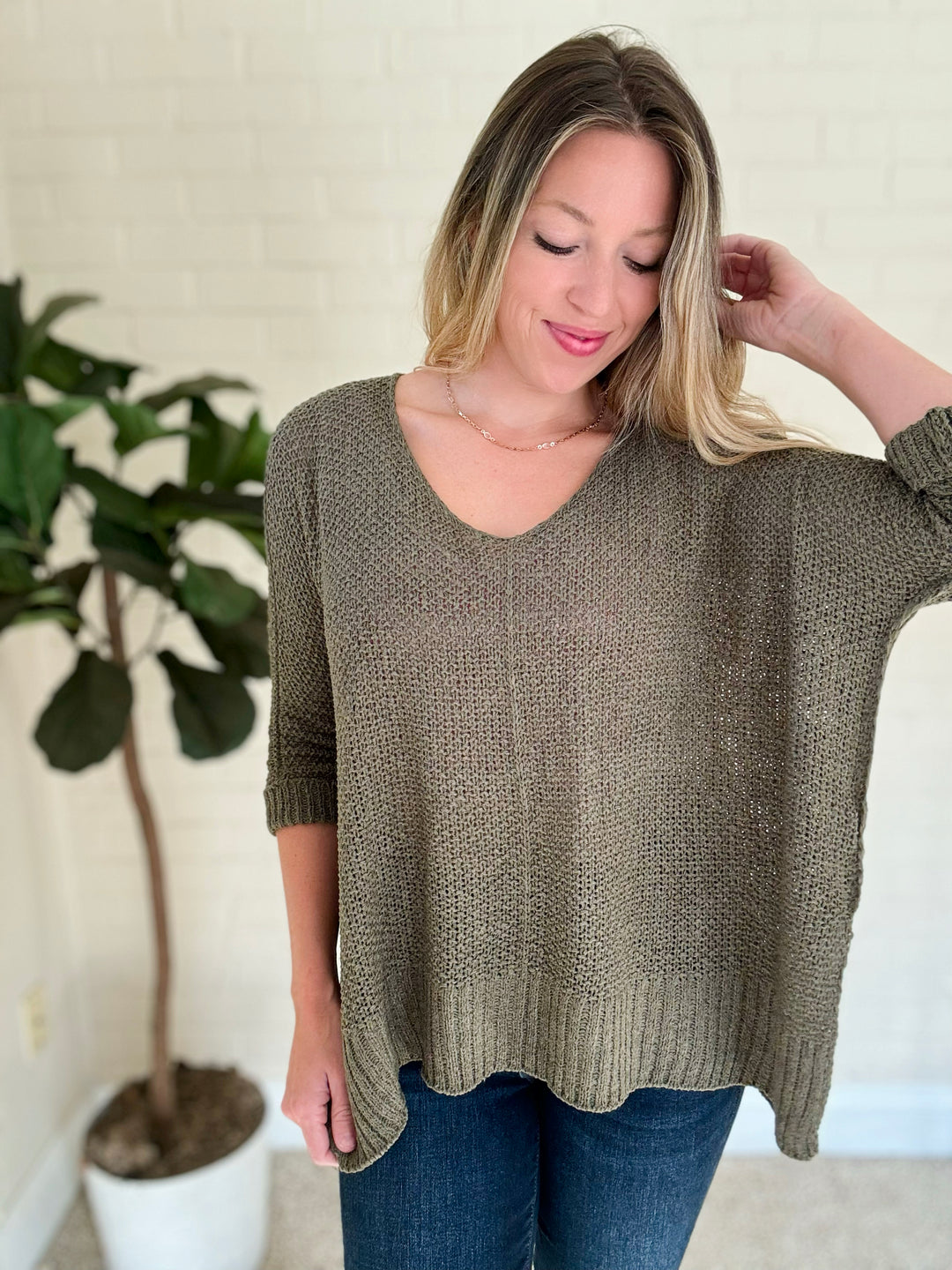 Evolution Loose Fit Sweater- Olive