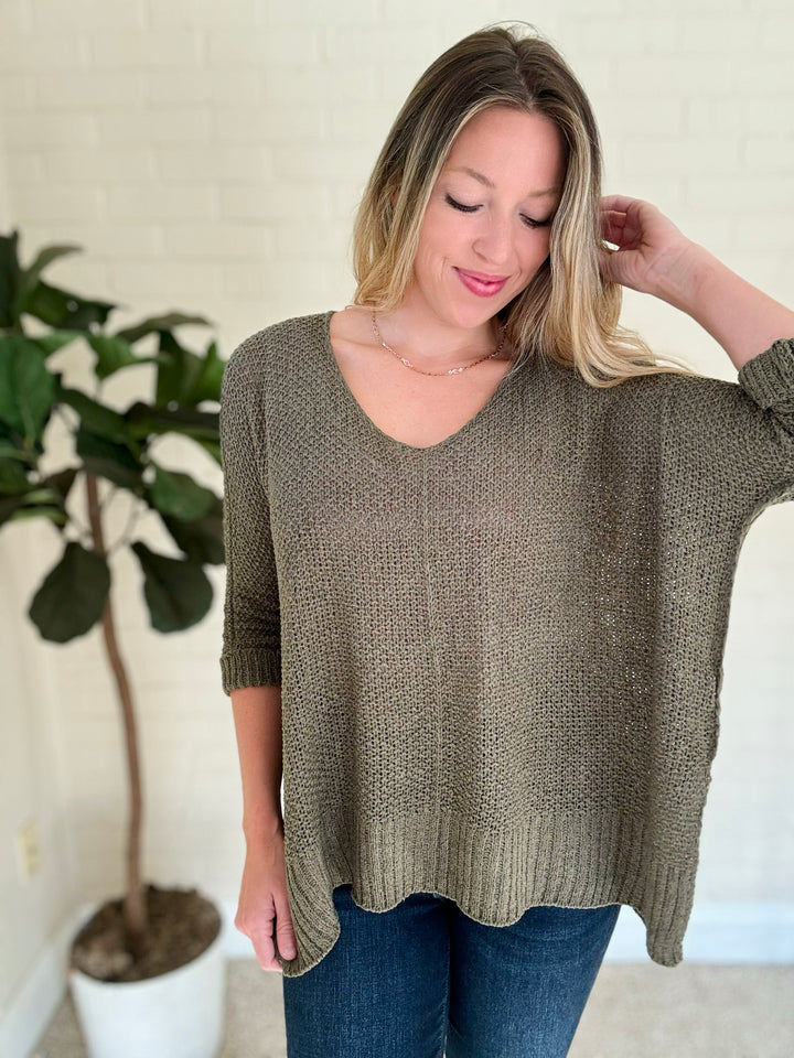 Evolution Loose Fit Sweater- Olive