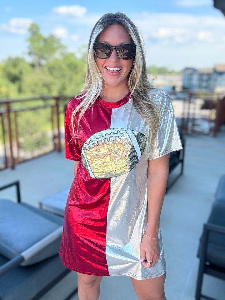 Lights Out Game Day Metallic Dress