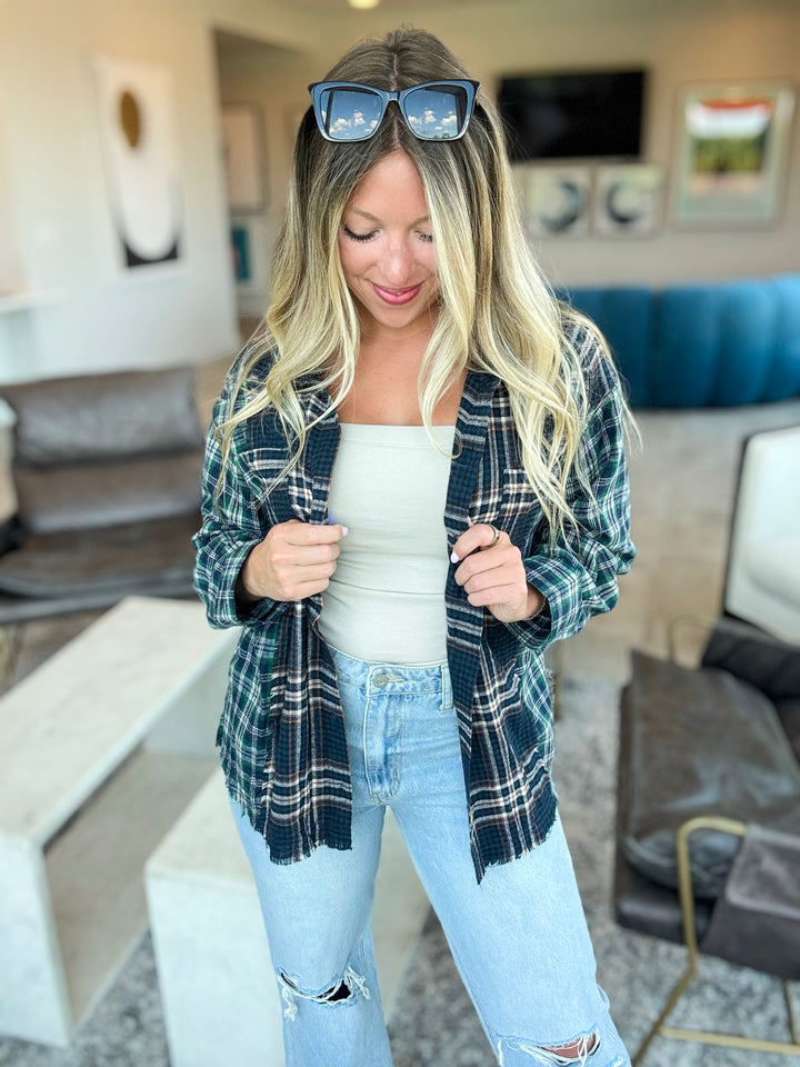 Heartache Tonight Plaid Flannel Long Sleeve Top