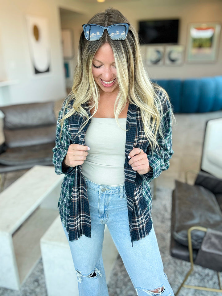 Heartache Tonight Plaid Flannel Long Sleeve Top
