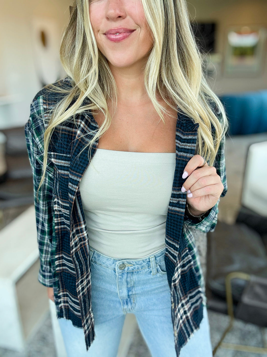 Heartache Tonight Plaid Flannel Long Sleeve Top
