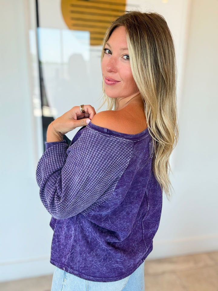 Sweet Emotion Mineral Wash Long Sleeve Top