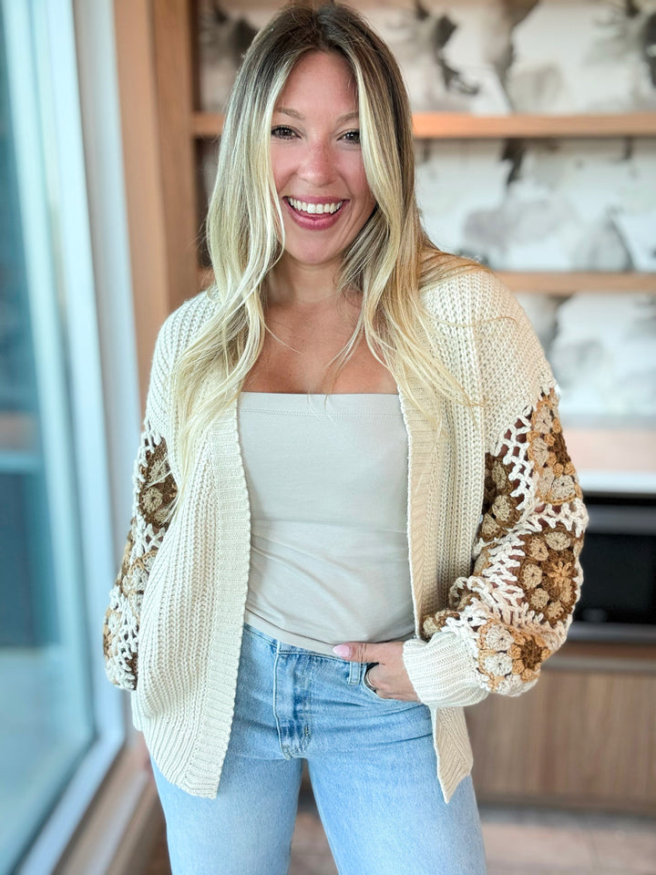 Sweet As Can Be Crochet Sleeve Cardigan