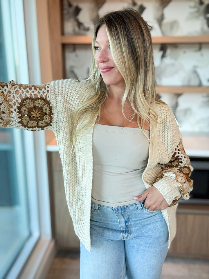 Sweet As Can Be Crochet Sleeve Cardigan