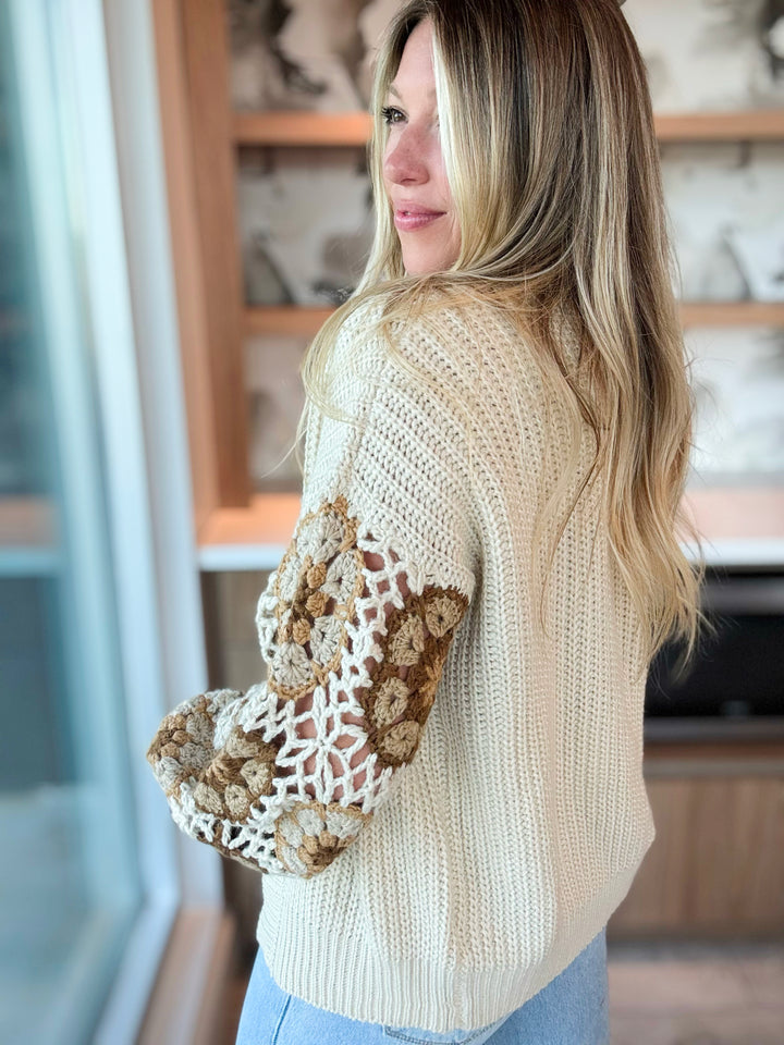 Sweet As Can Be Crochet Sleeve Cardigan