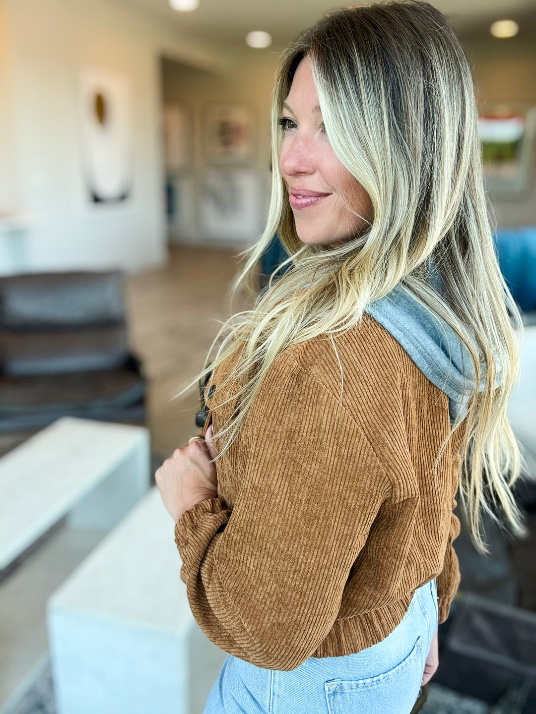 Half of Forever Corduroy Hoodie Jacket
