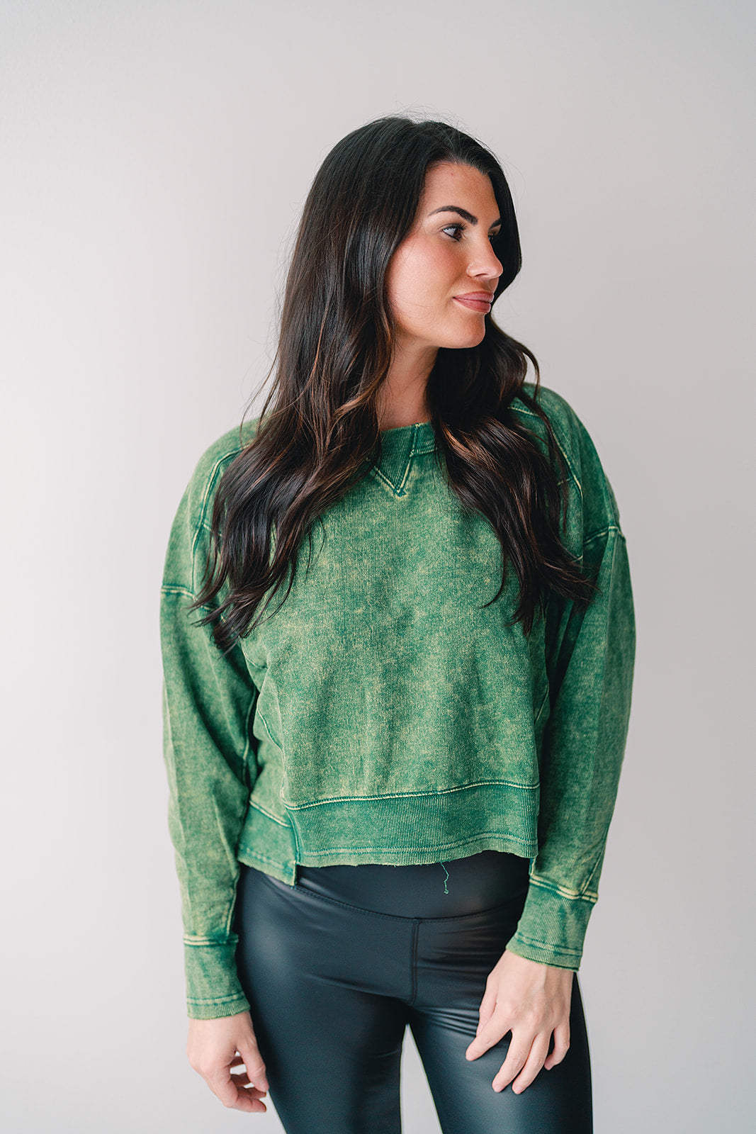 The Iris Acid Wash Raw Edge Pullover