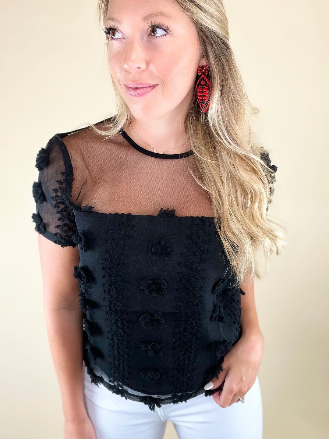 Pretty in Pom Black Top