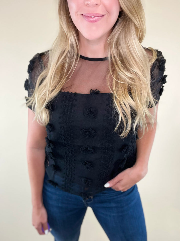 Pretty in Pom Black Top
