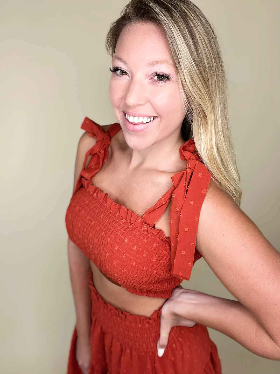 Something in the Orange Smocked Frill Set