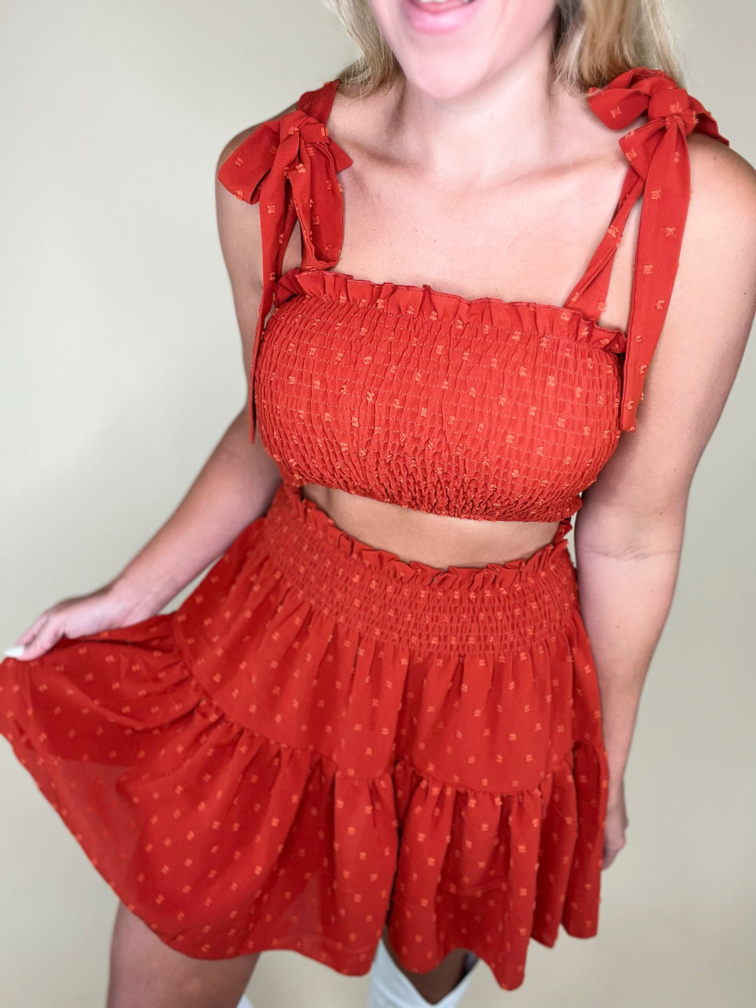 Something in the Orange Smocked Frill Set