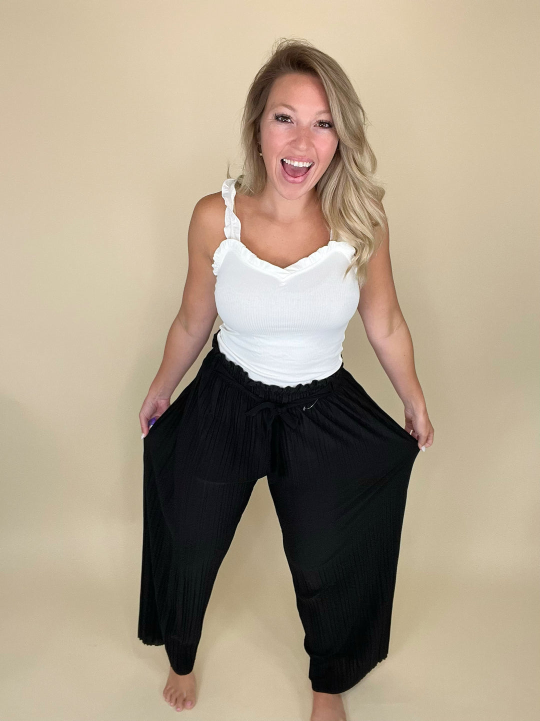 You Go Girl Pleated Wide Leg Pants