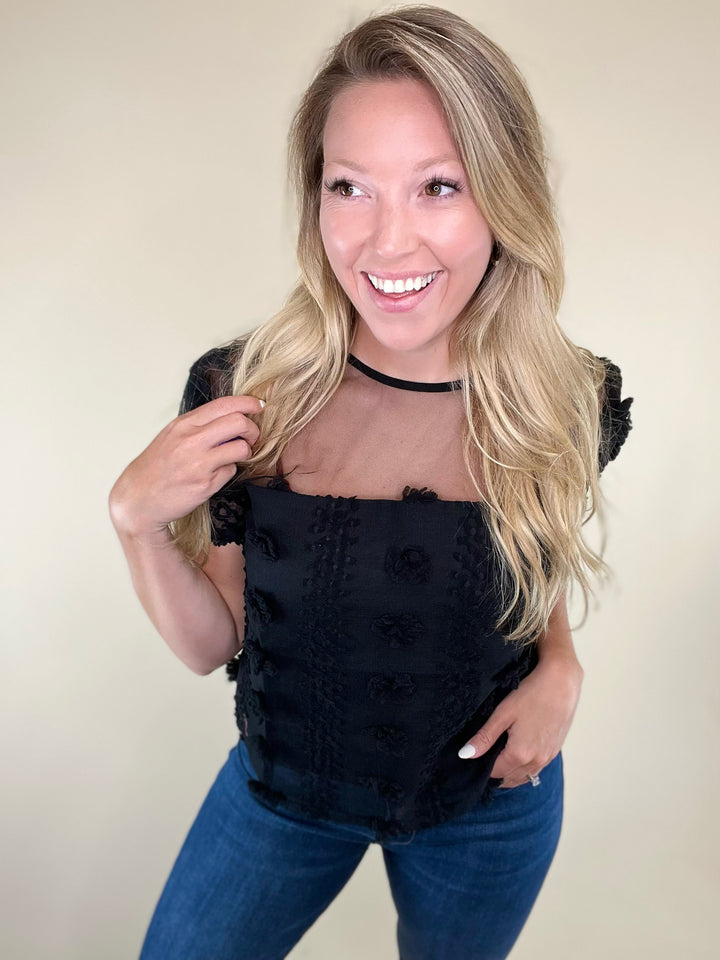 Pretty in Pom Black Top