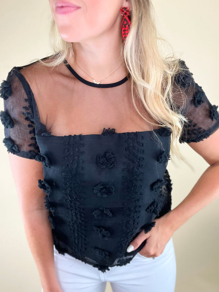 Pretty in Pom Black Top