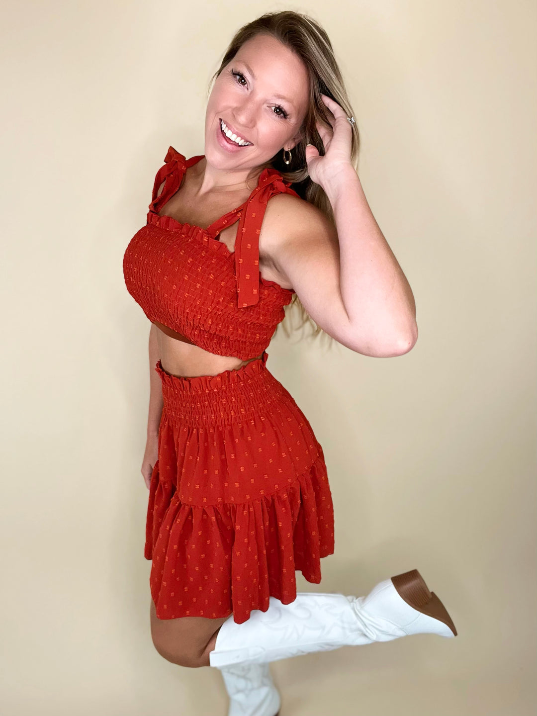 Something in the Orange Smocked Frill Set