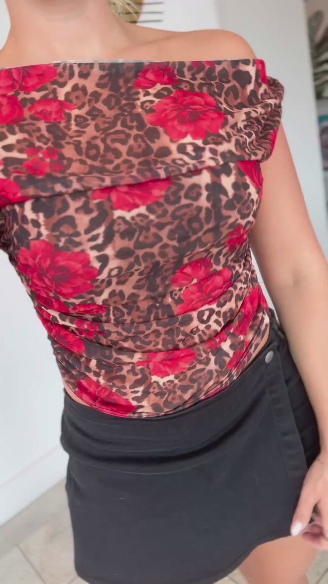 Untamed Bloom Mesh Off Shoulder Top