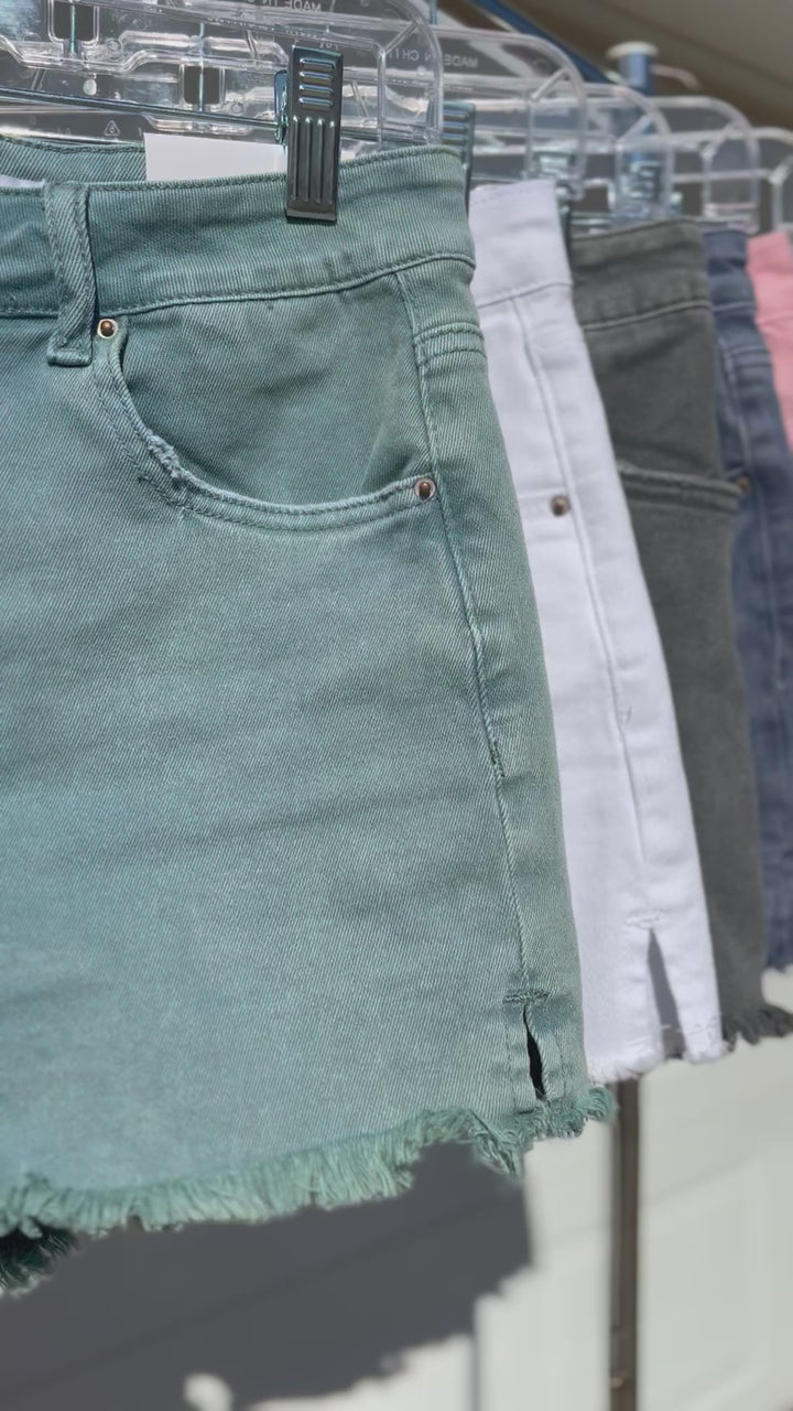 The Lindsay Acid Wash Frayed Shorts- Several Colors