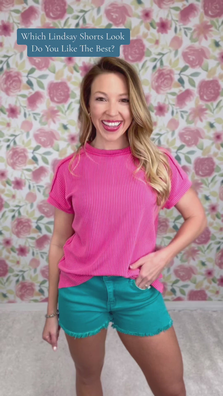 The Lindsay Acid Wash Frayed Shorts- Several Colors