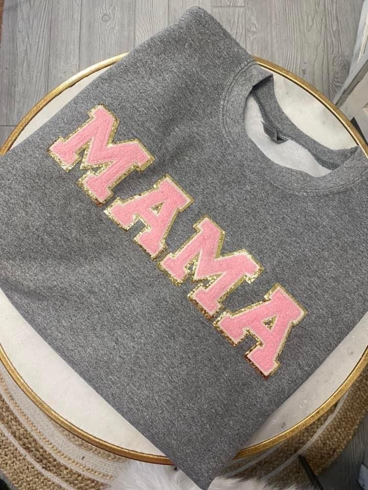PREORDER: Mama Chenille Patch Sweatshirt in Two Colors
