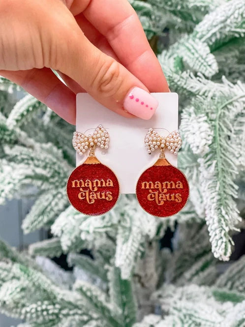 PREORDER: Mama Claus Dangle Earrings