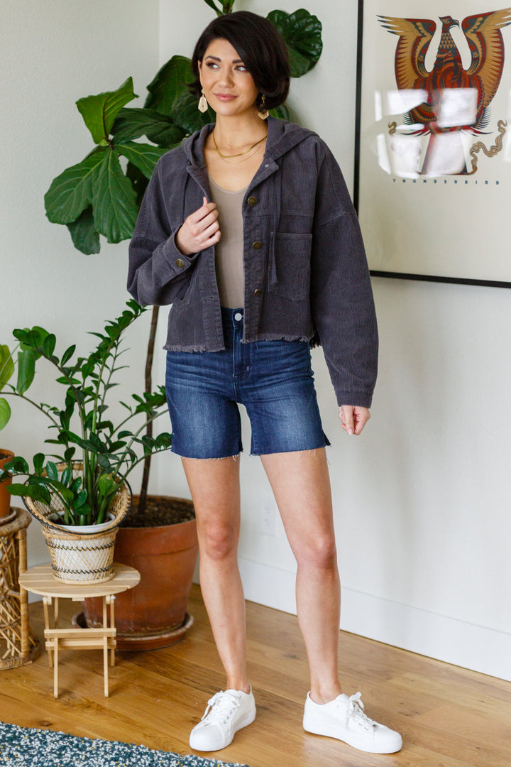 Give Me More Corduroy Jacket in Charcoal