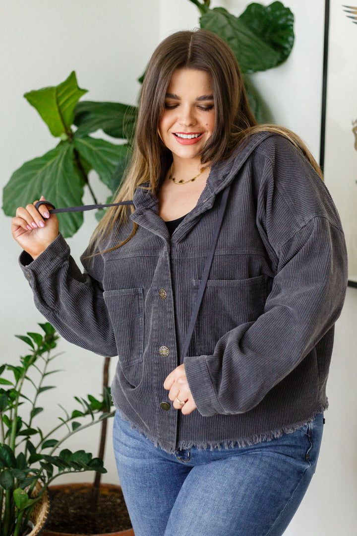 Give Me More Corduroy Jacket in Charcoal