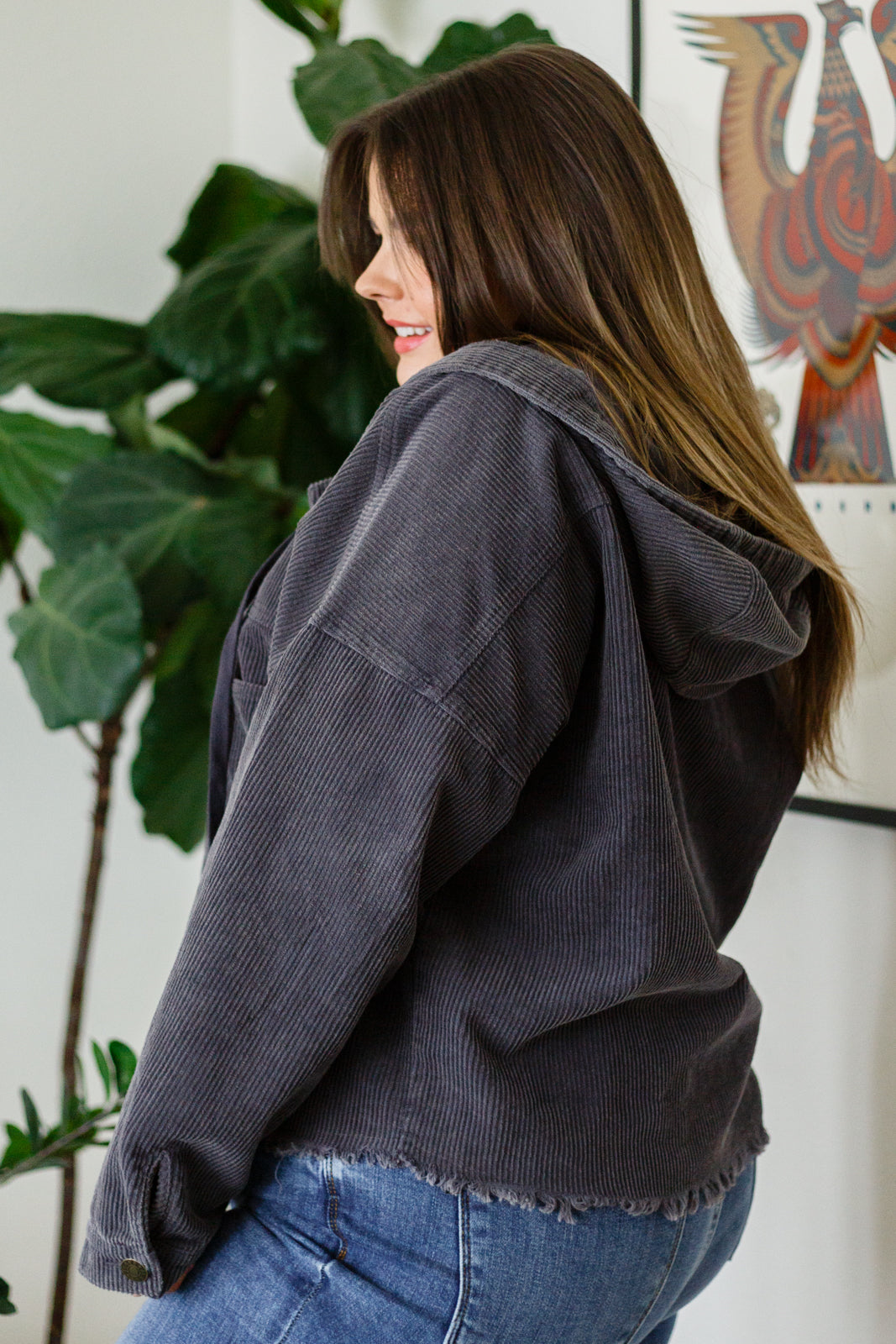 Give Me More Corduroy Jacket in Charcoal