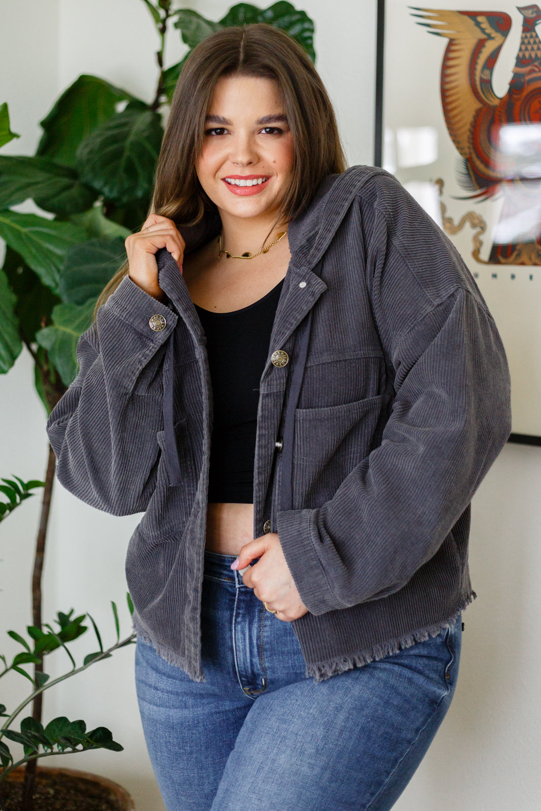 Give Me More Corduroy Jacket in Charcoal