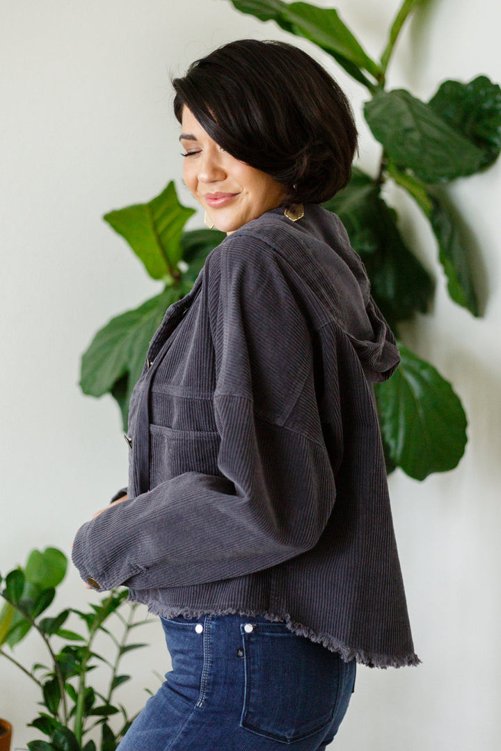 Give Me More Corduroy Jacket in Charcoal